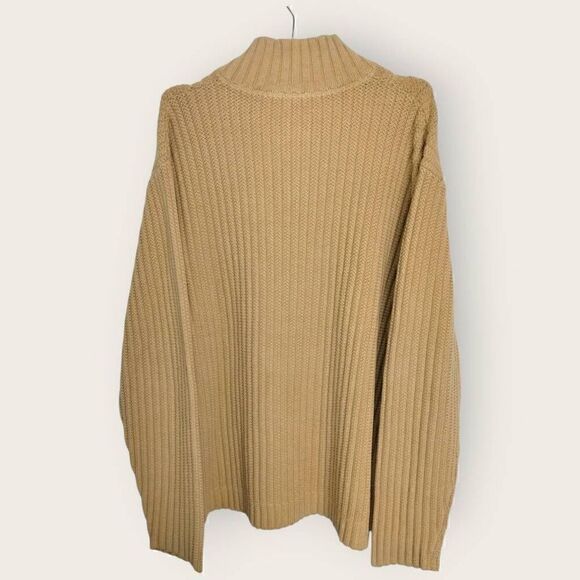 Aigle Mens Sweater Sz XL‎ Tan Long Sleeves 1/3 Zip Ribbed Knit Preppy Earthy - Picture 2 of 8